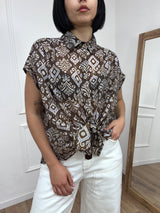 BLUSA SMANICATA BOTTONCINI FIORI MORO SUSY MIX