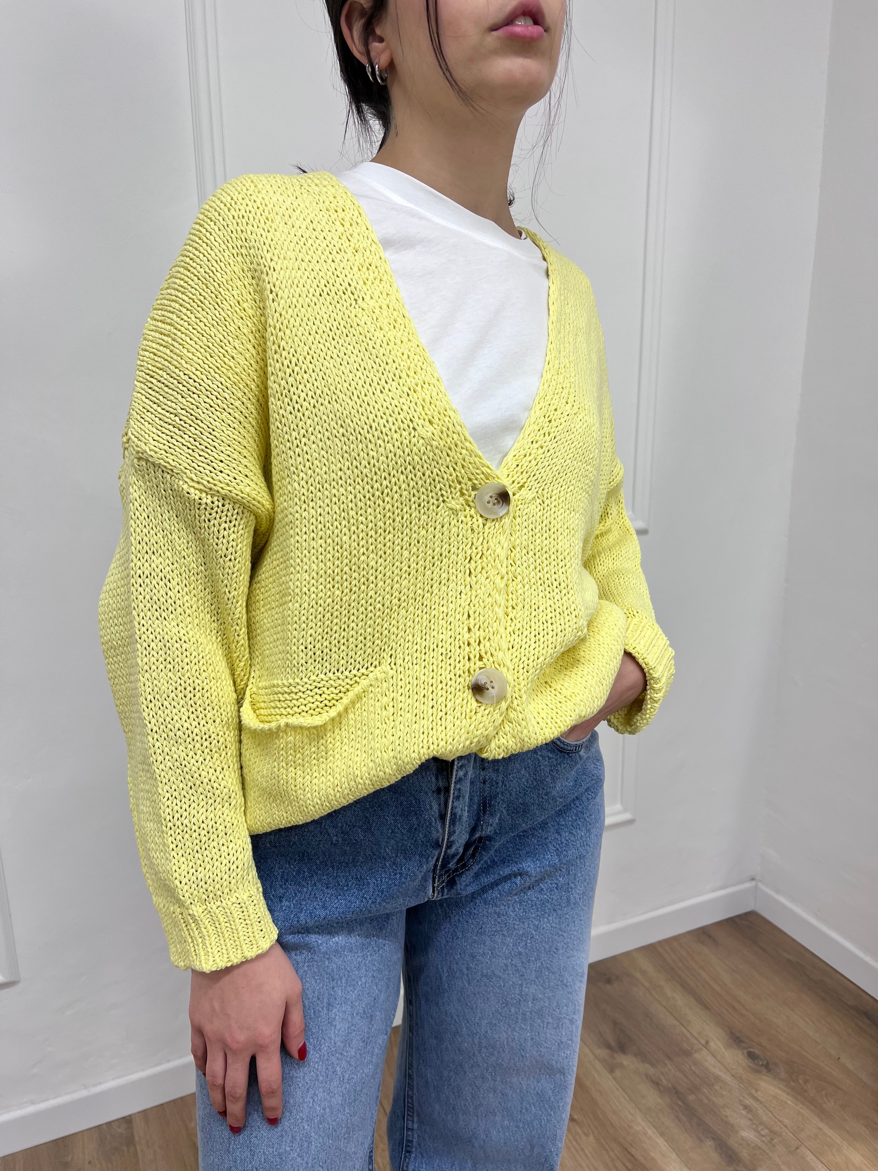 CARDIGAN FILO OVER TASCHE BENEDETTA GIALLO SUSY MIX