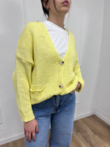 CARDIGAN FILO OVER TASCHE BENEDETTA GIALLO SUSY MIX