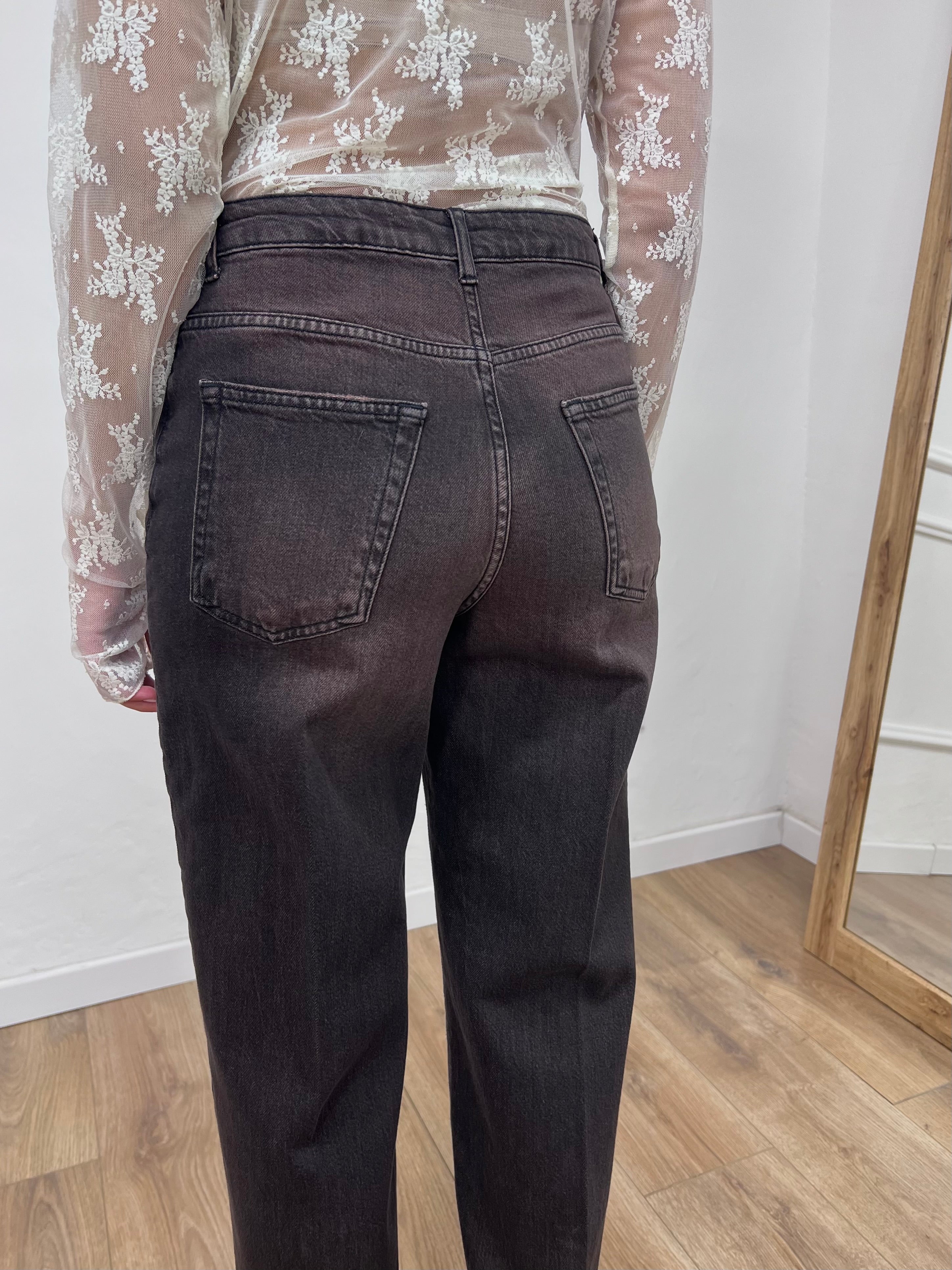 DENIM VITA ALTA CON RISVOLTO WASHED MORO SUSY MIX