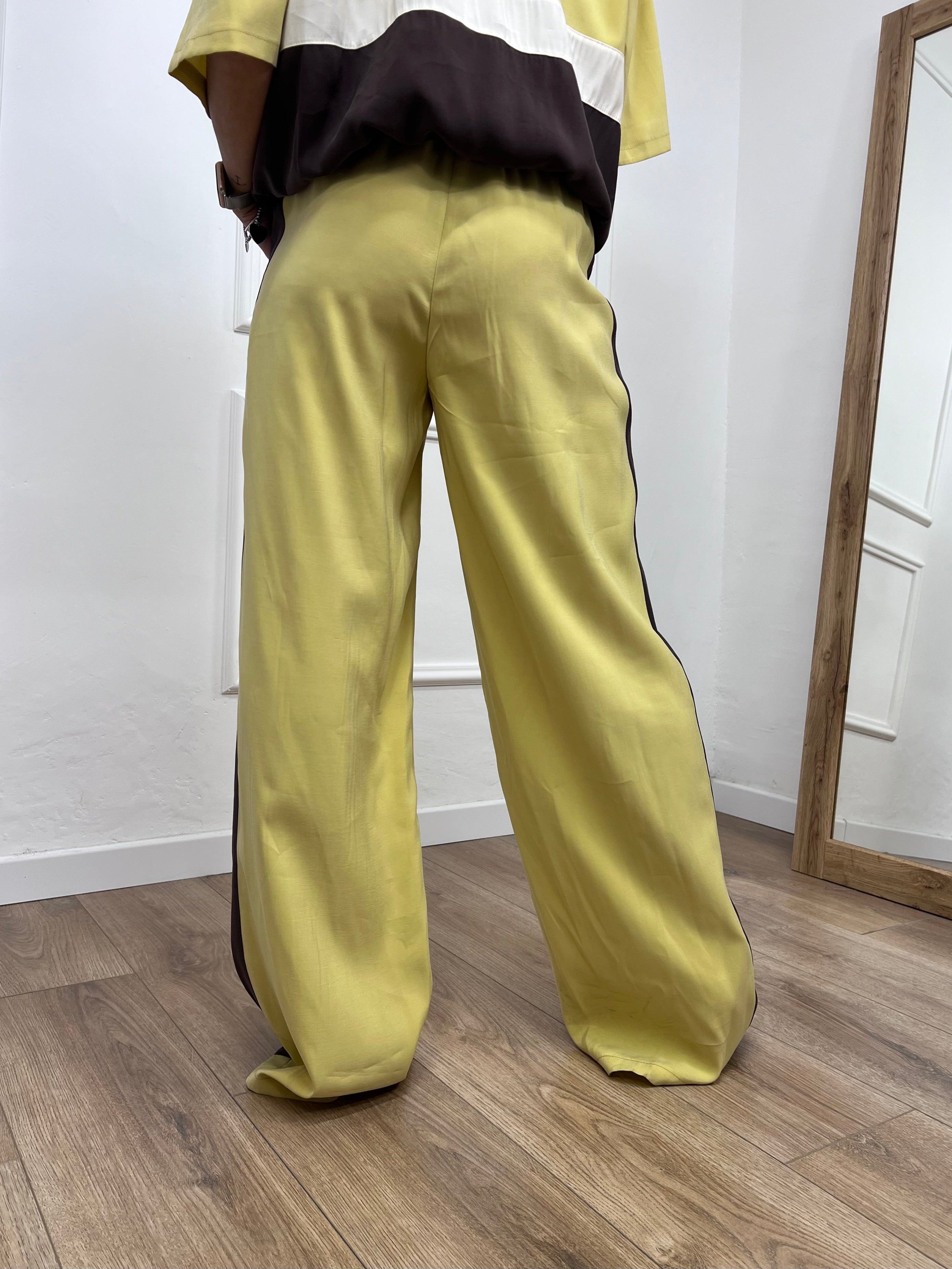 PANTALONE LACCIO BANDA CUPRO IRINA GIALLO MOTEL