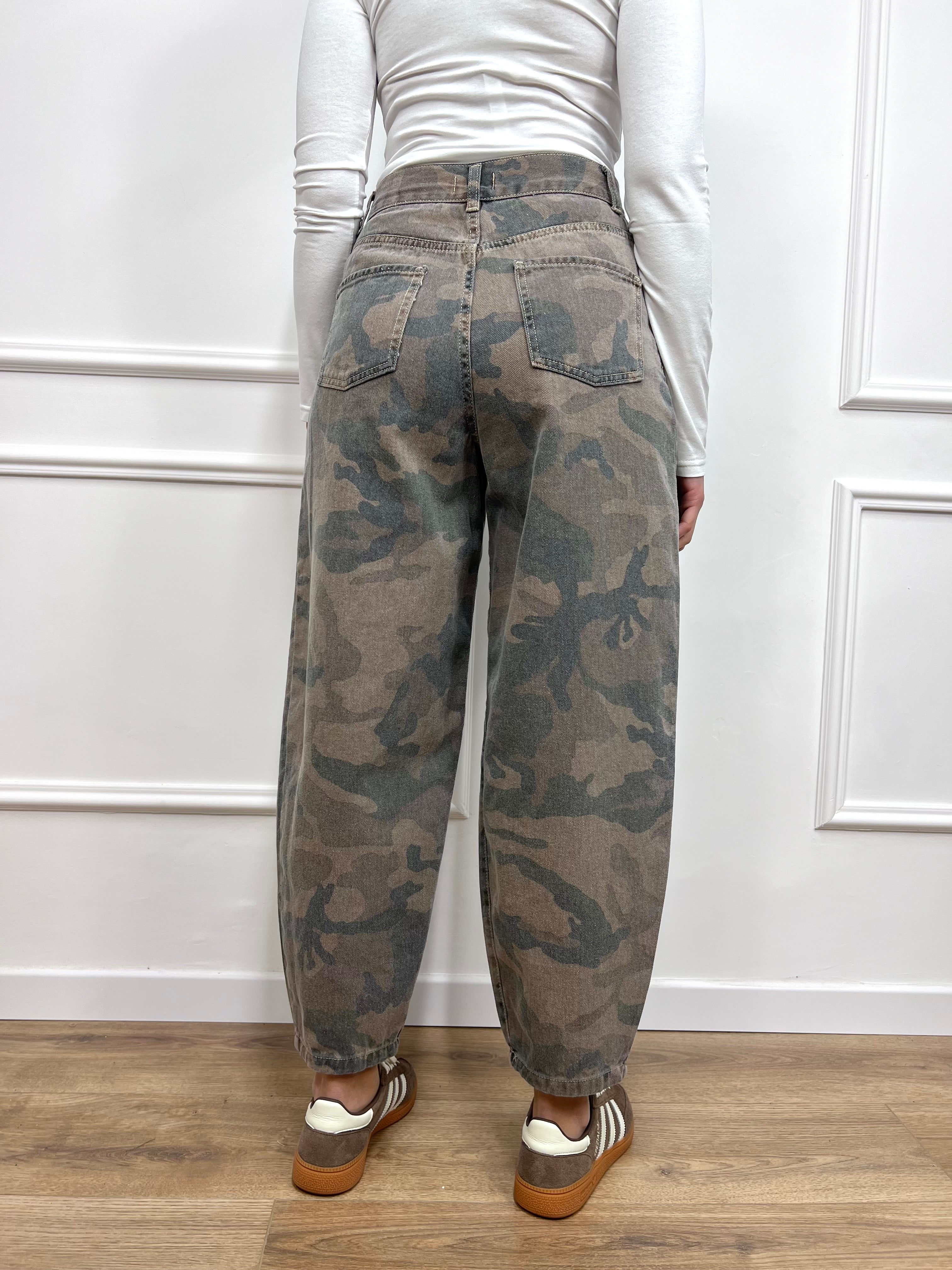 SUSY MIX PANTALONE OVETTO CAMOUFLAGE MILITARE