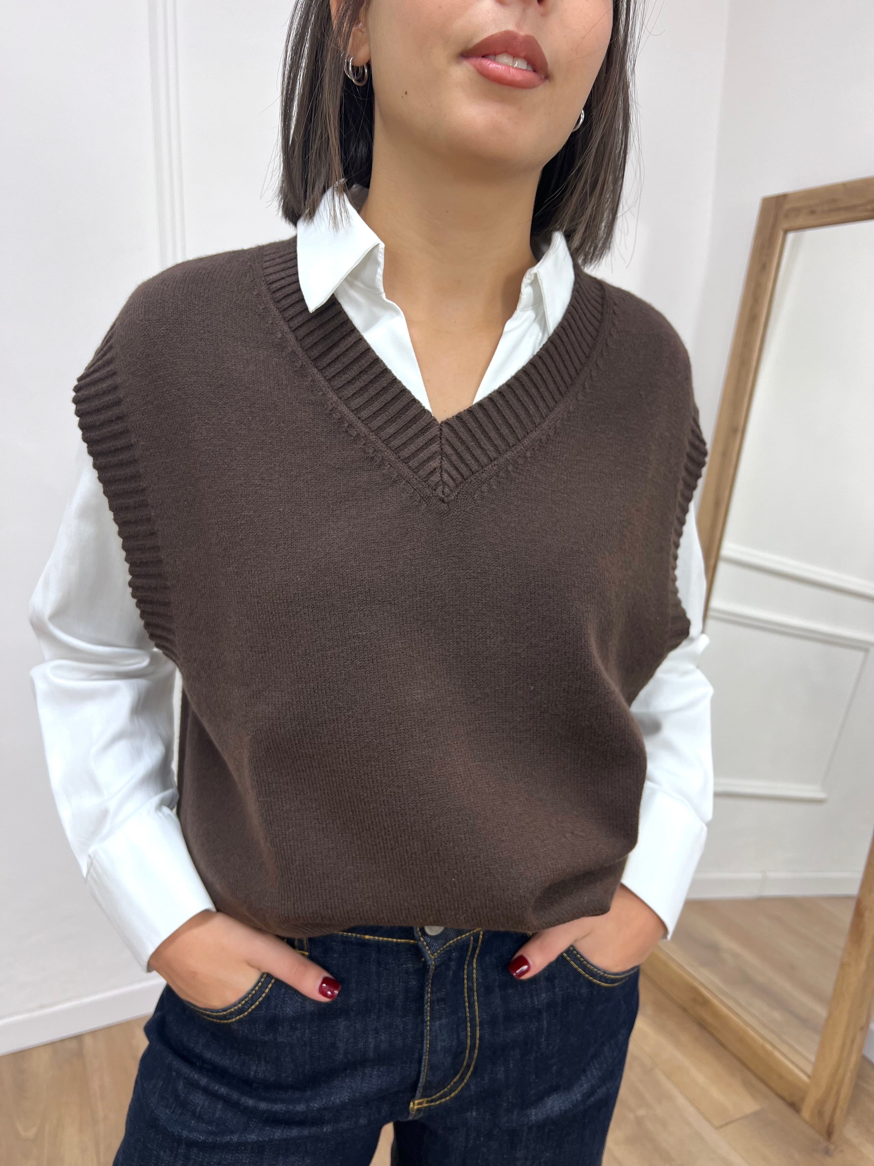 GILET IN MAGLIA SCOLLO V MORO SUSY MIX