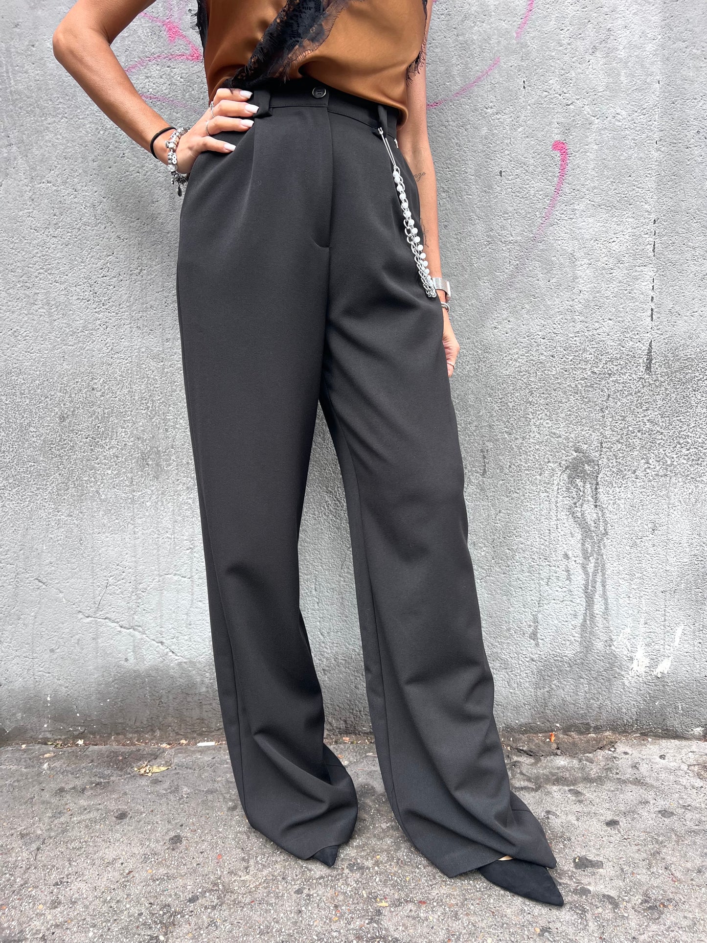 PHILIA LOFT PANTALONE SARTORIALE  PINCES ARONA NERO