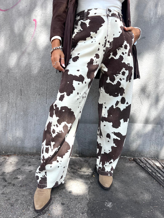 SUSY MIX DENIM BALLON CINQUE TASCHE COW LATTE