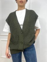 GILET FILO SCOLLO V BOTTONI YARY MILITARE SUSY MIX