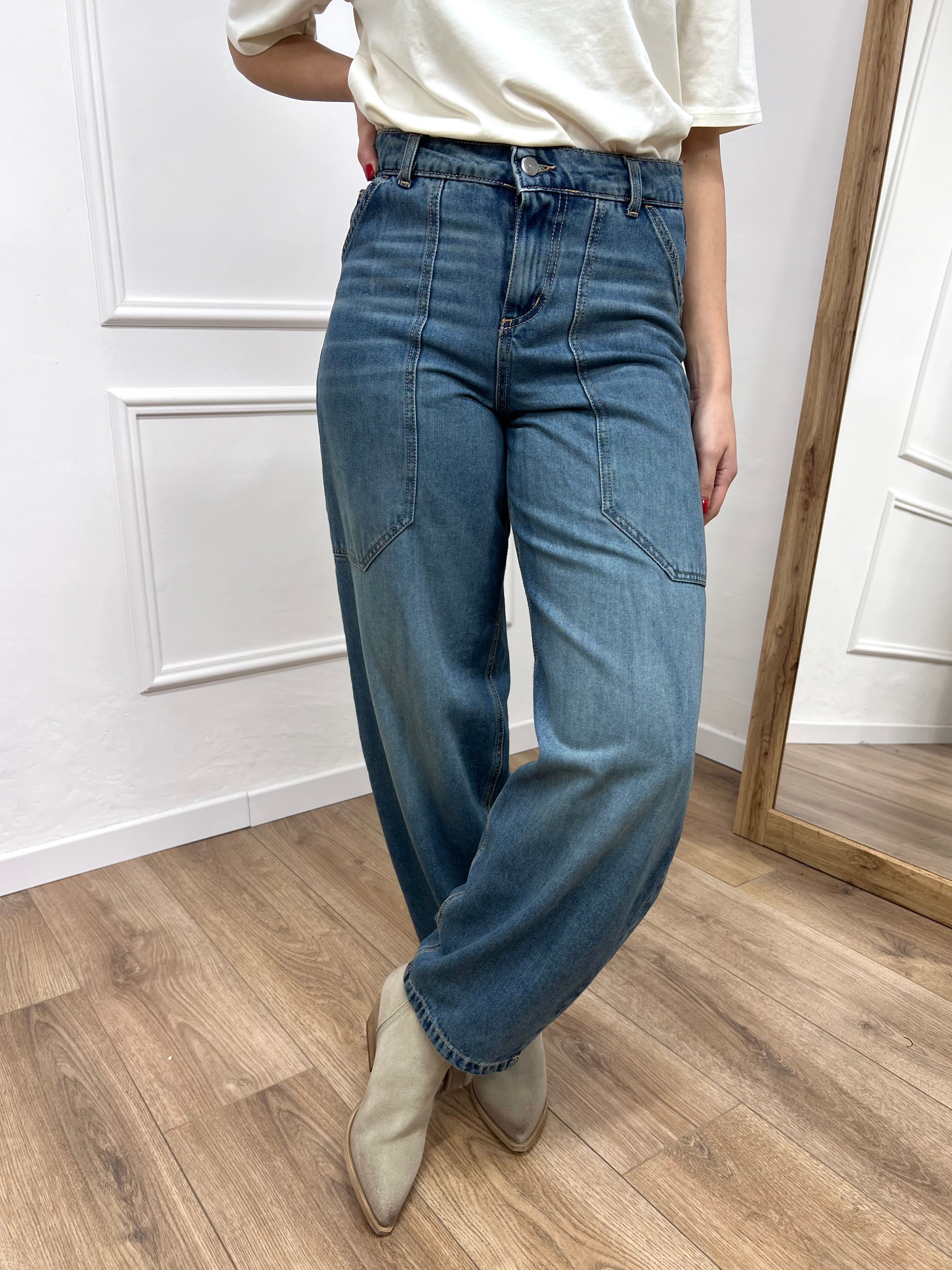DENIM VITA ALTA WORK TINA BLU WASHED SUSY MIX