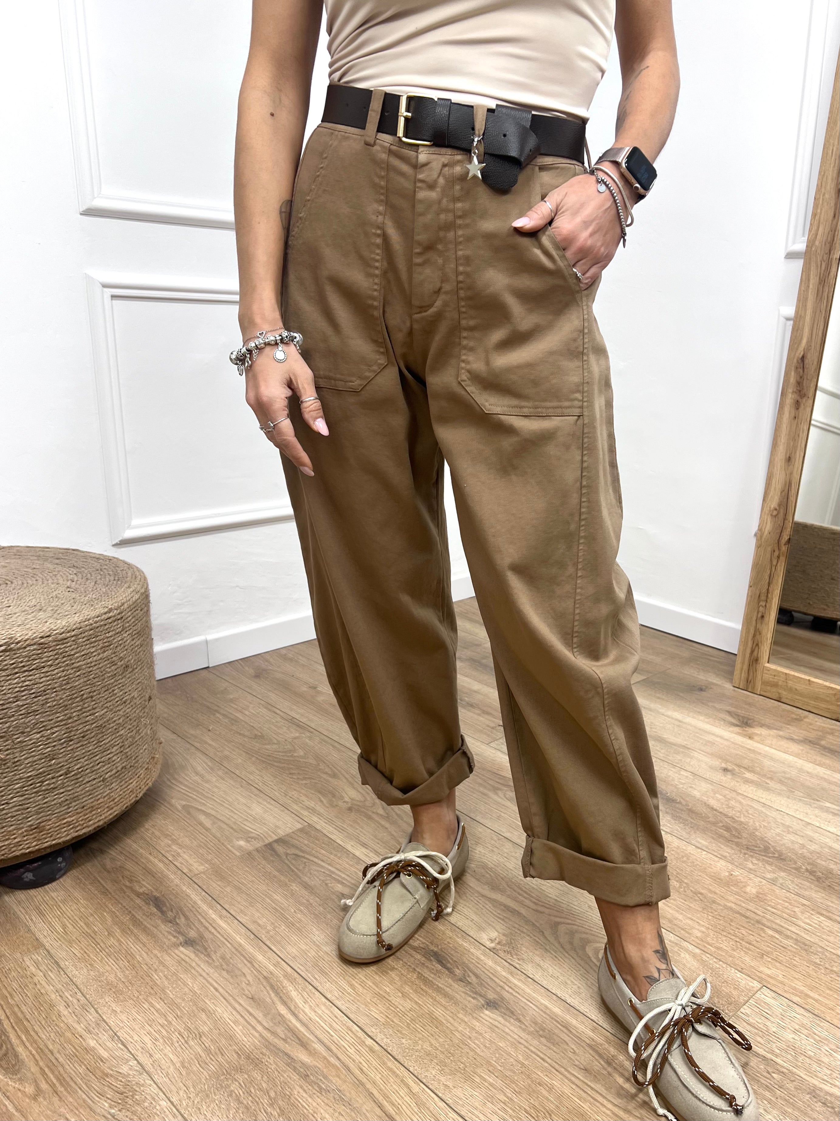 PANTALONE COTONE BALLON  STELLINA TABACCO SUSY MIX