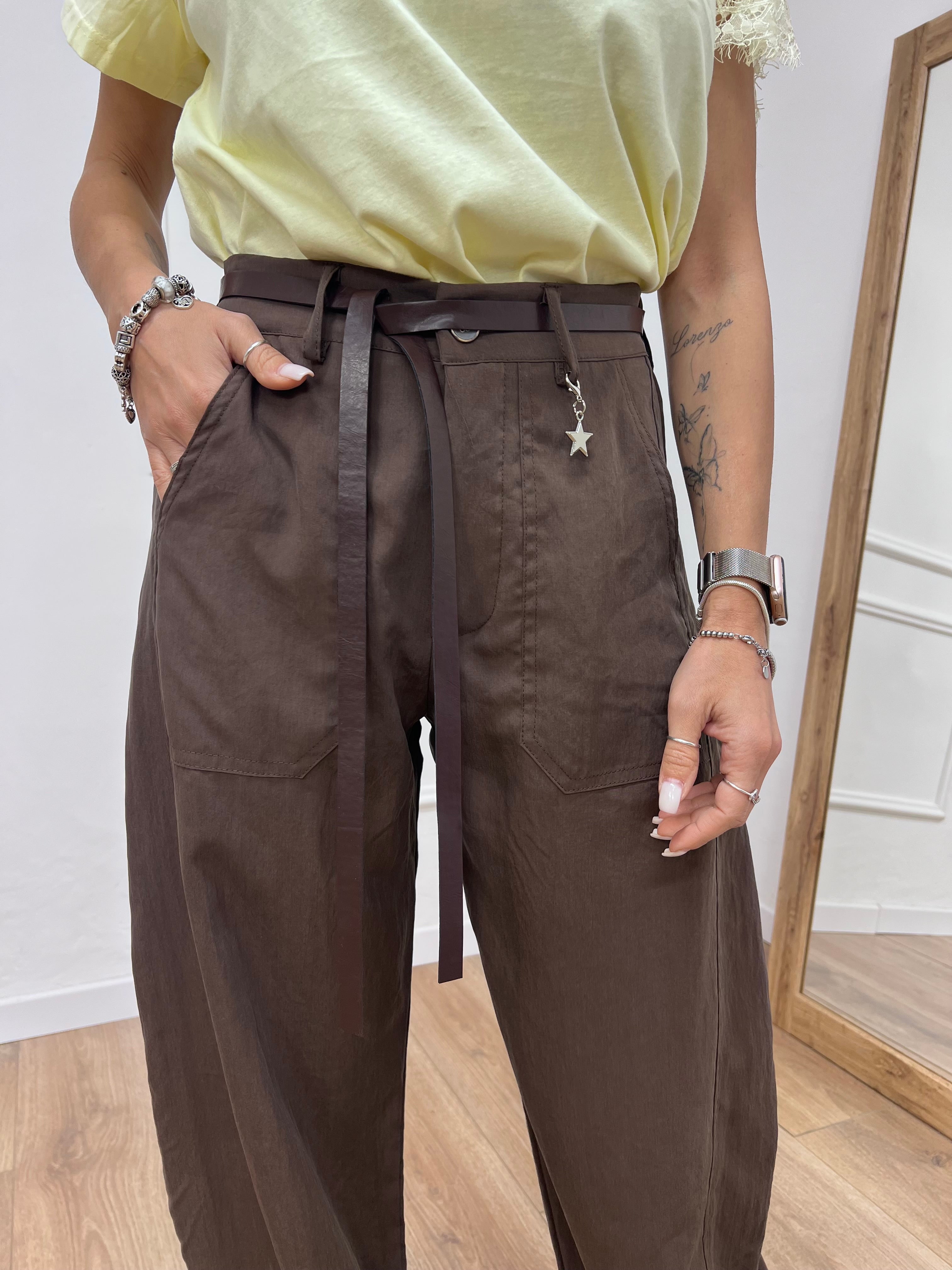 PANTALONE BALLON STELLINA CUPRO MORO SUSY MIX
