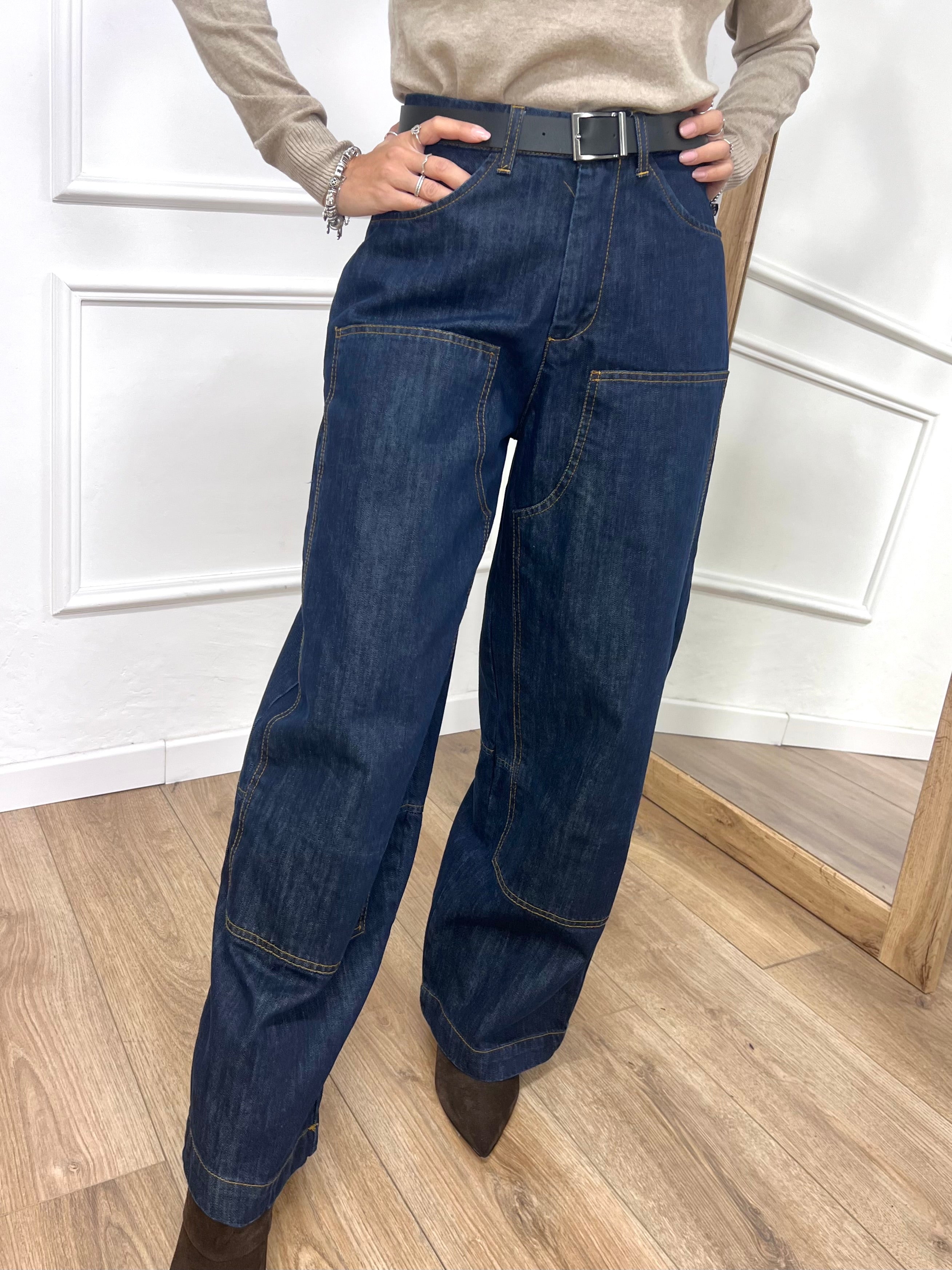 DENIM PALAZZO BARREL TOPPE BLU ZERO SUSY MIX