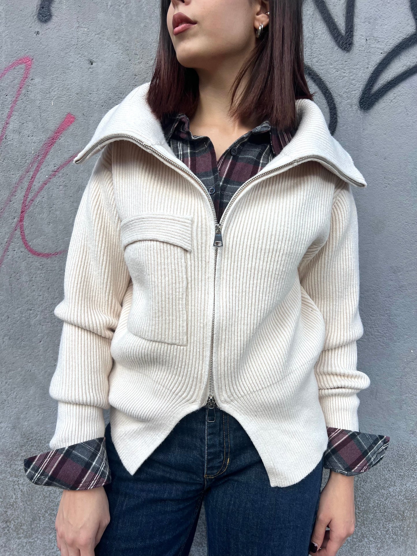 SUSY MIX CARDIGAN CERNIERA COLLO CRATERE IVANA BURRO