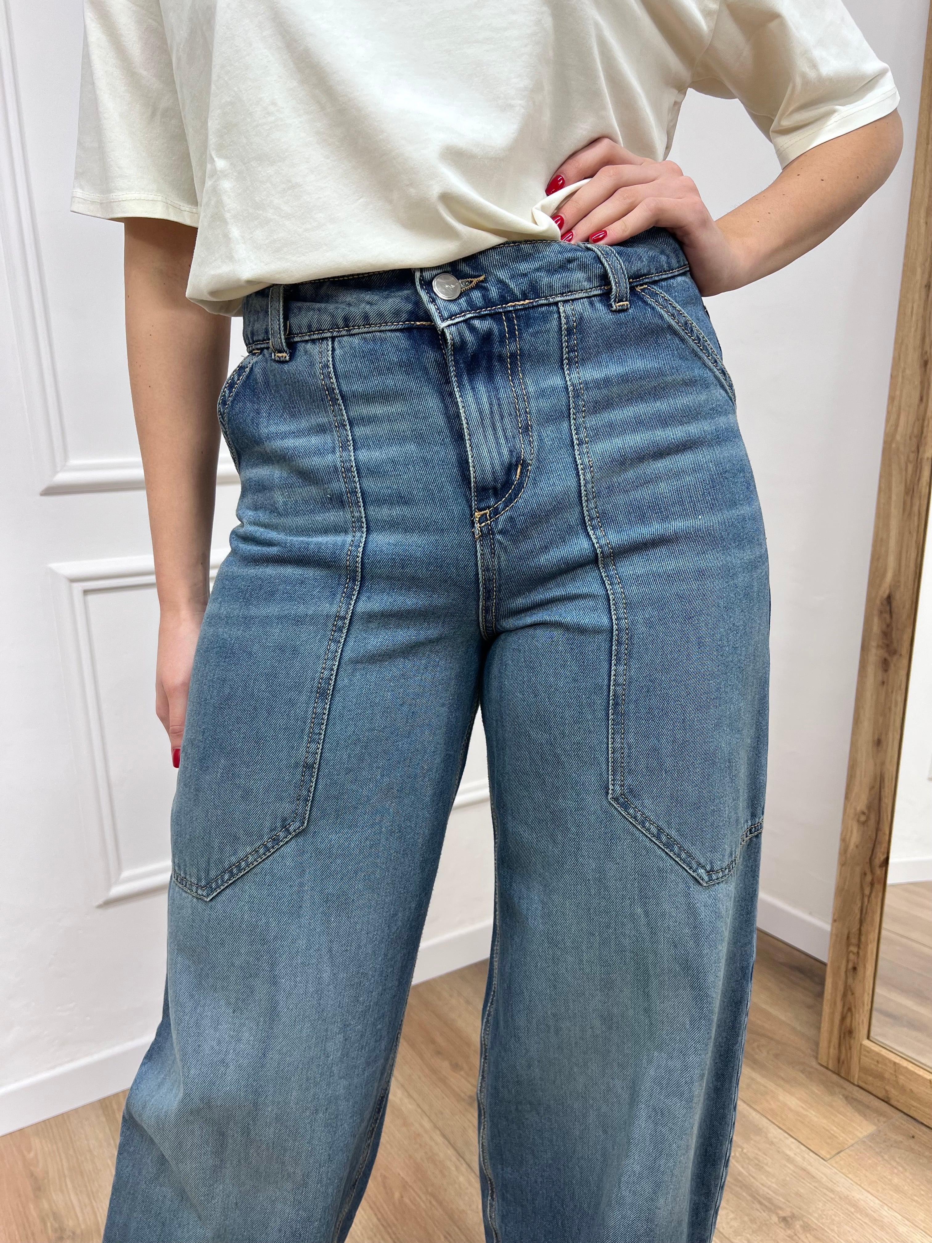 DENIM VITA ALTA WORK TINA BLU WASHED SUSY MIX