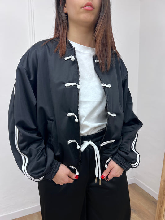 SUSY MIX FELPA ALAMARI CON BANDE JOSY NERO