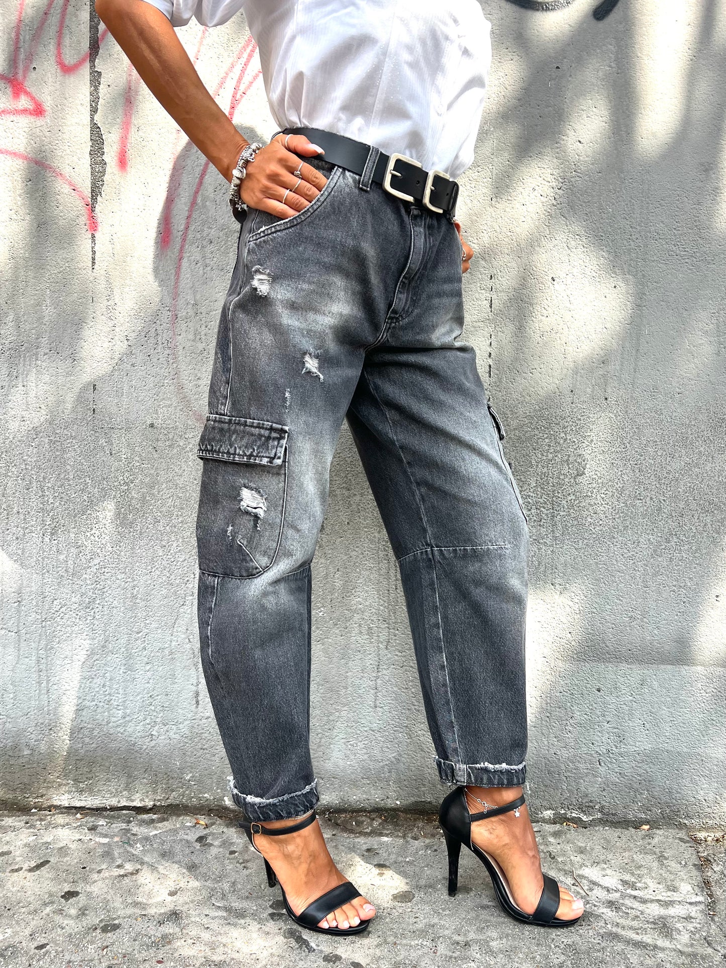 SUSY MIX DENIM CARGO RACHELE NERO