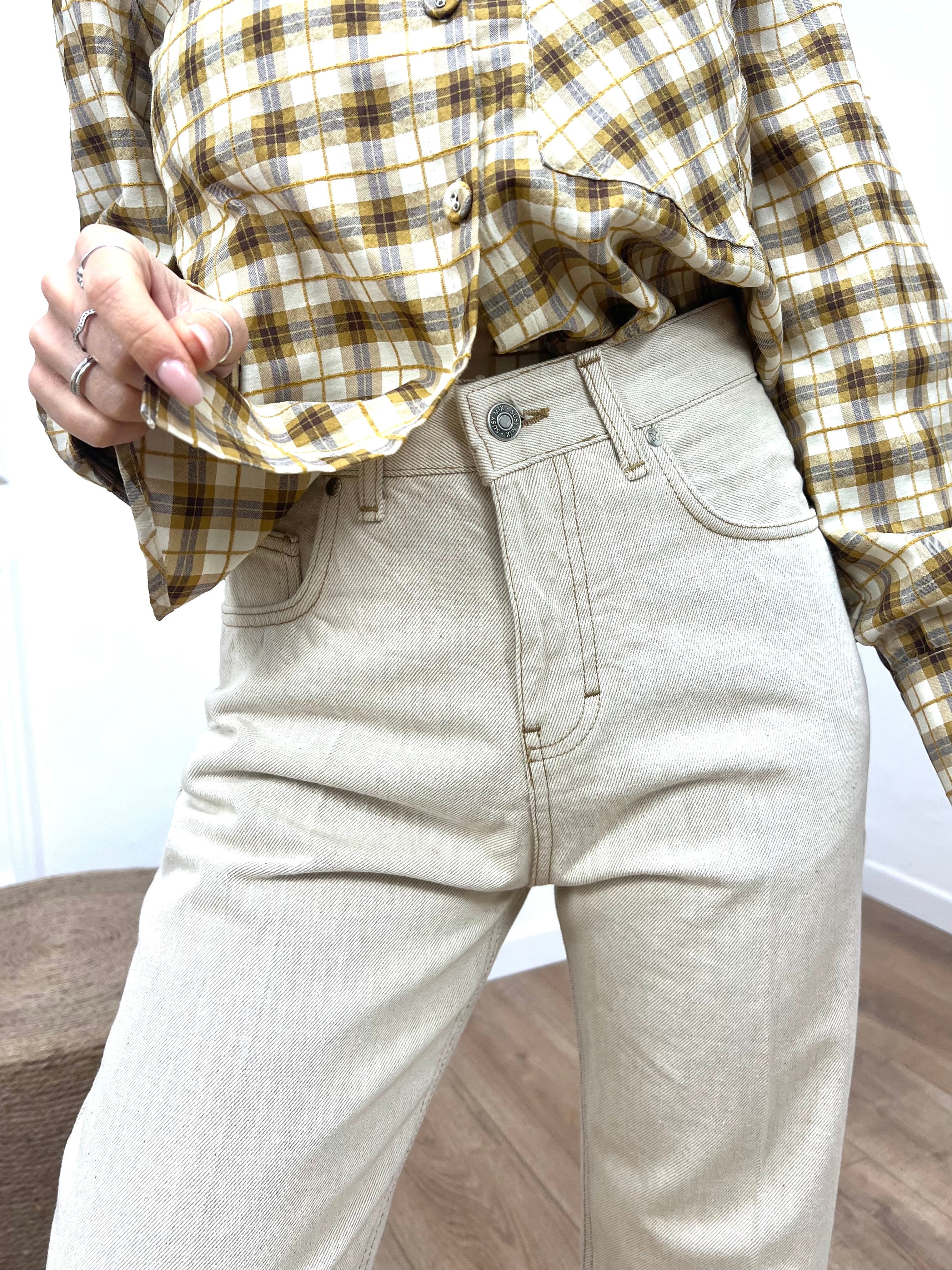 PANTALONE TELA DENIM RISVOLTO BURRO SUSY MIX