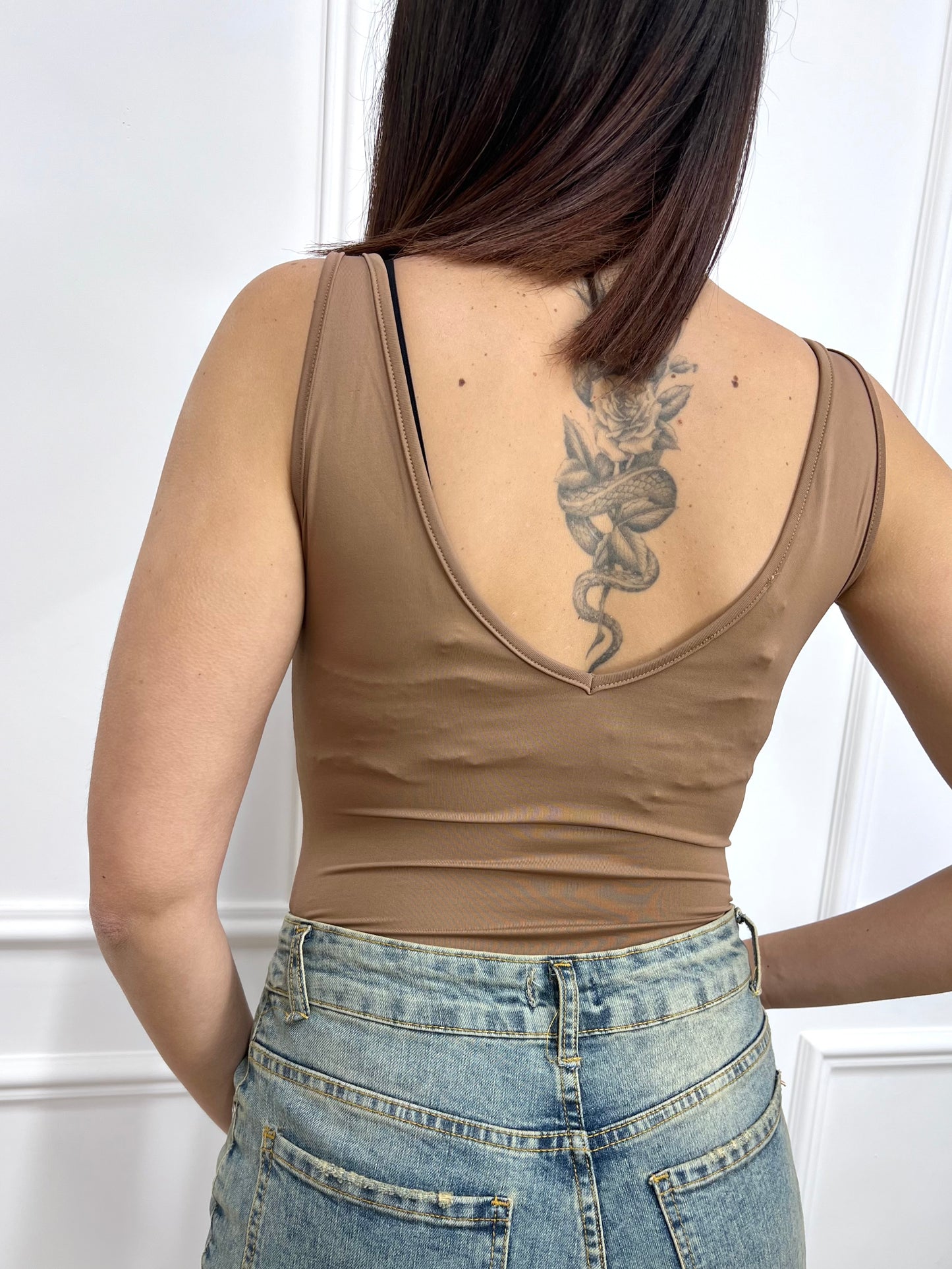 SUSY MIX BODY DOPPIO SCOLLO V TACTEL IRMA TABACCO