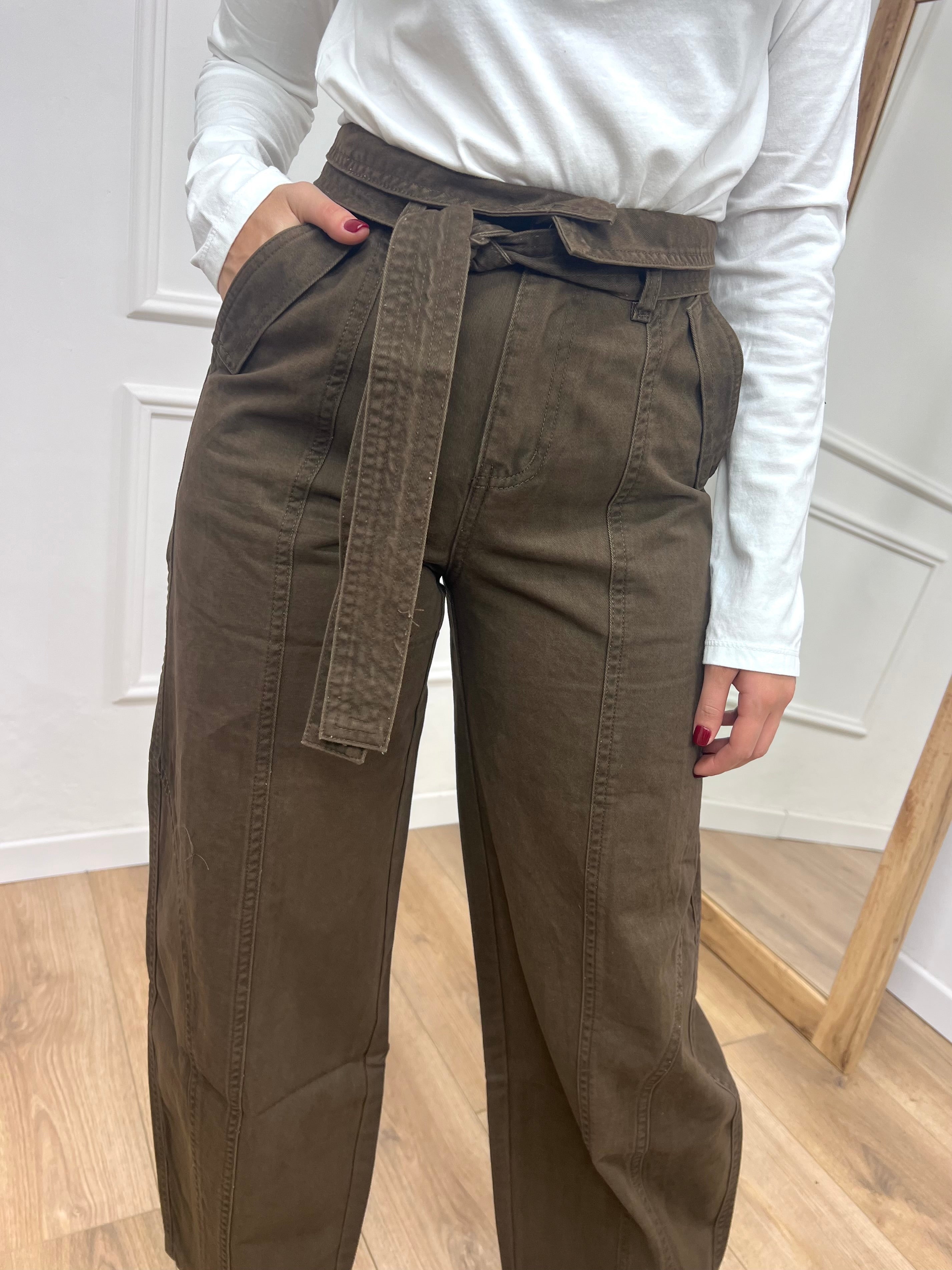 PANTALONE VITA ALTA CON FUSCIACCA AYLIN MORO