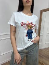T-SHIRT M/C BASIC “ORSO BROOKLYN BIANCO