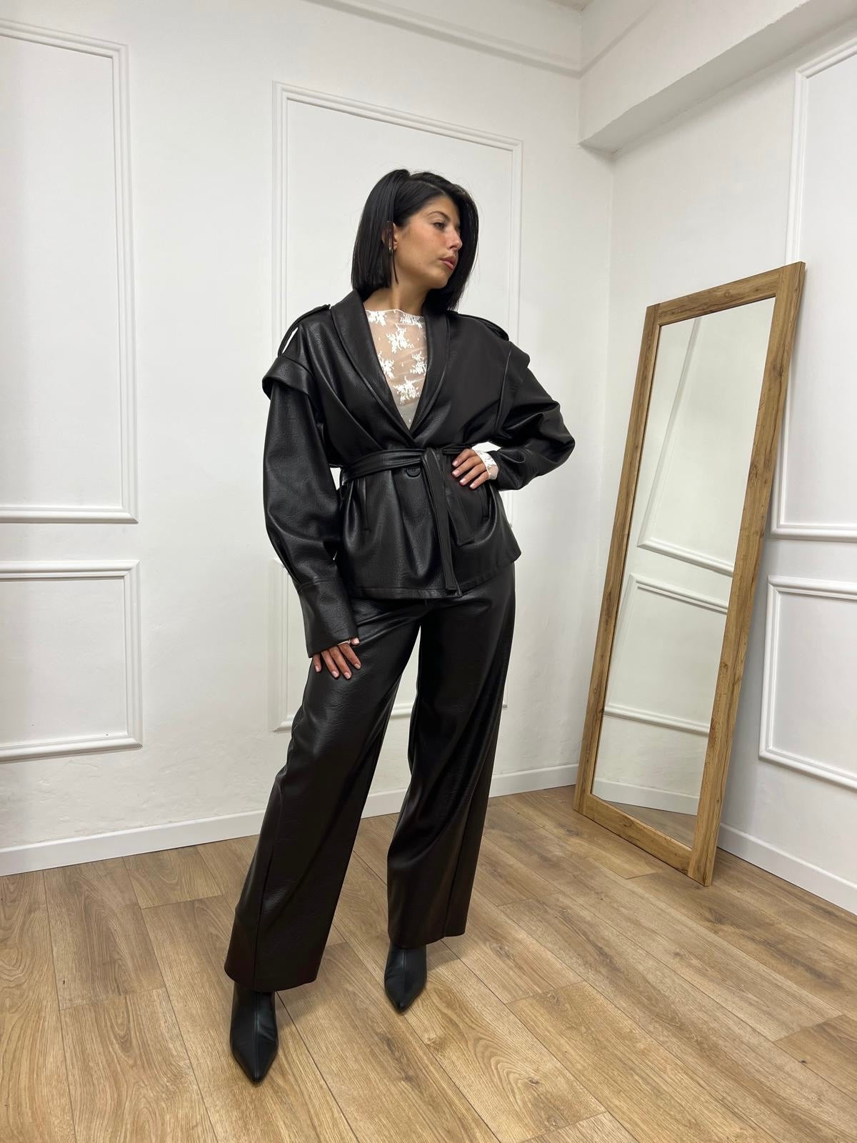 GIACCA KIMONO OVER ECOPELLE CINTURA BEA MORO  SUSY MIX