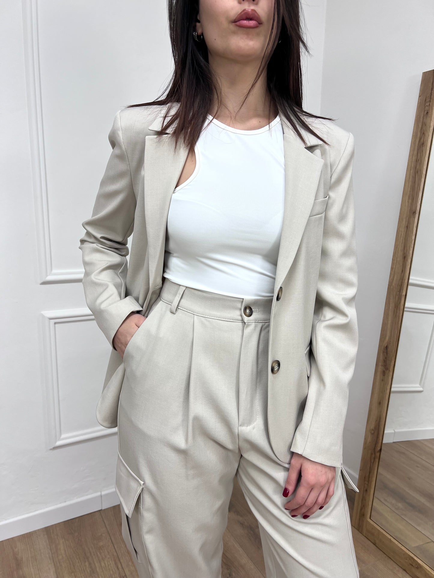 SUSY MIX GIACCA MONOPETTO AVVITATA CECILIA BEIGE