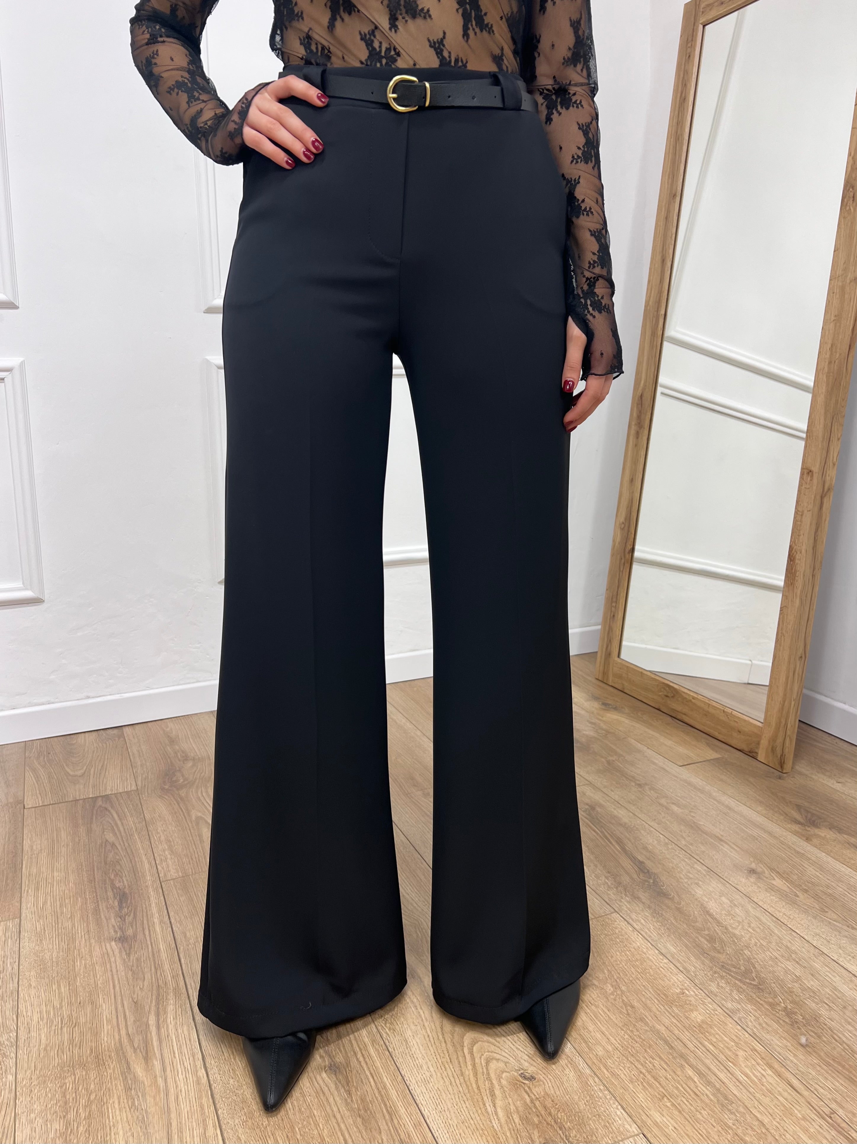 PANTALONE PALAZZO FLUIDO MARTA NERO SUSY MIX