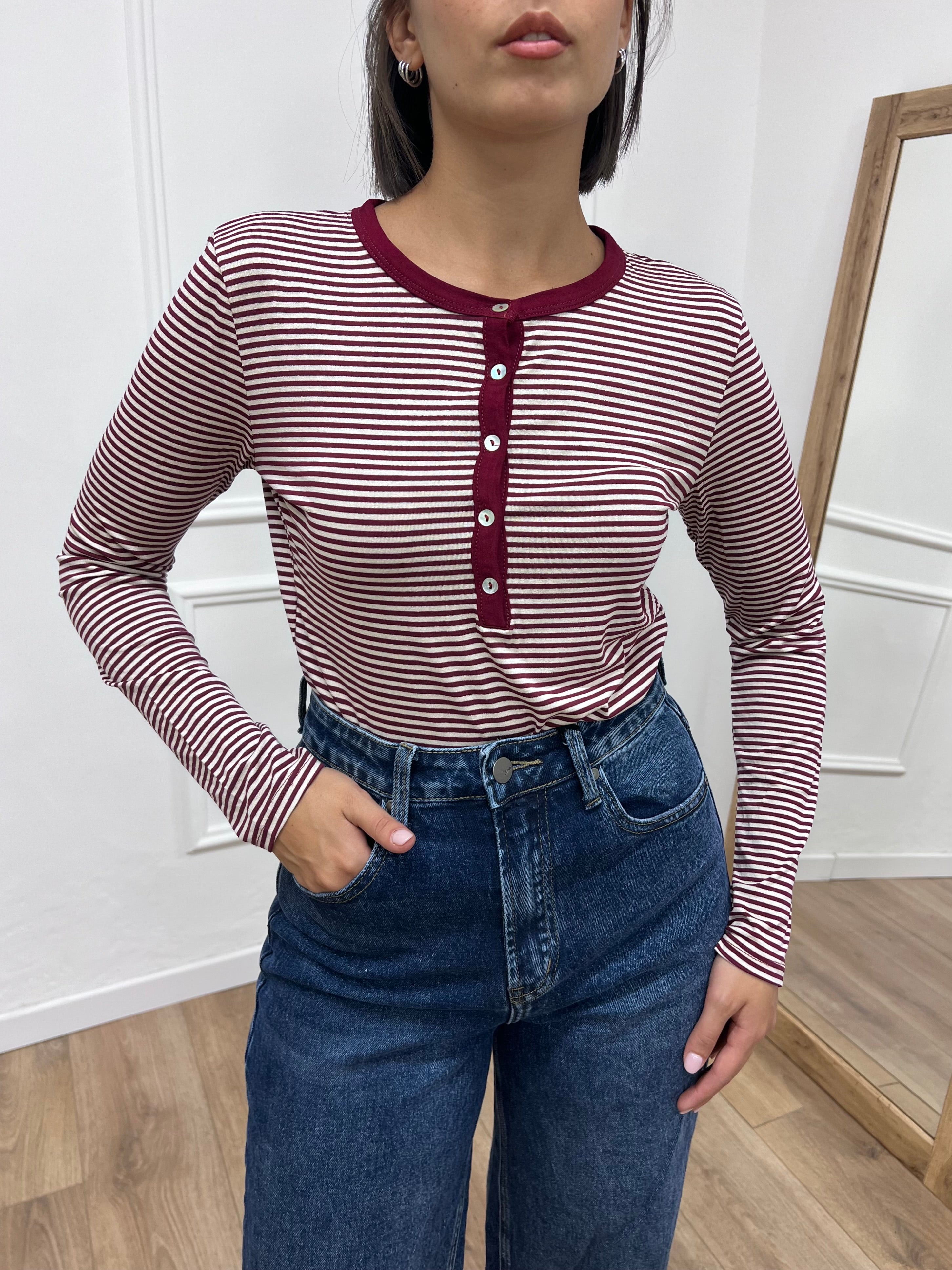 MAGLIA SERAFINO M/LUNGA RIGATA NOEMI VINO SUSY MIX