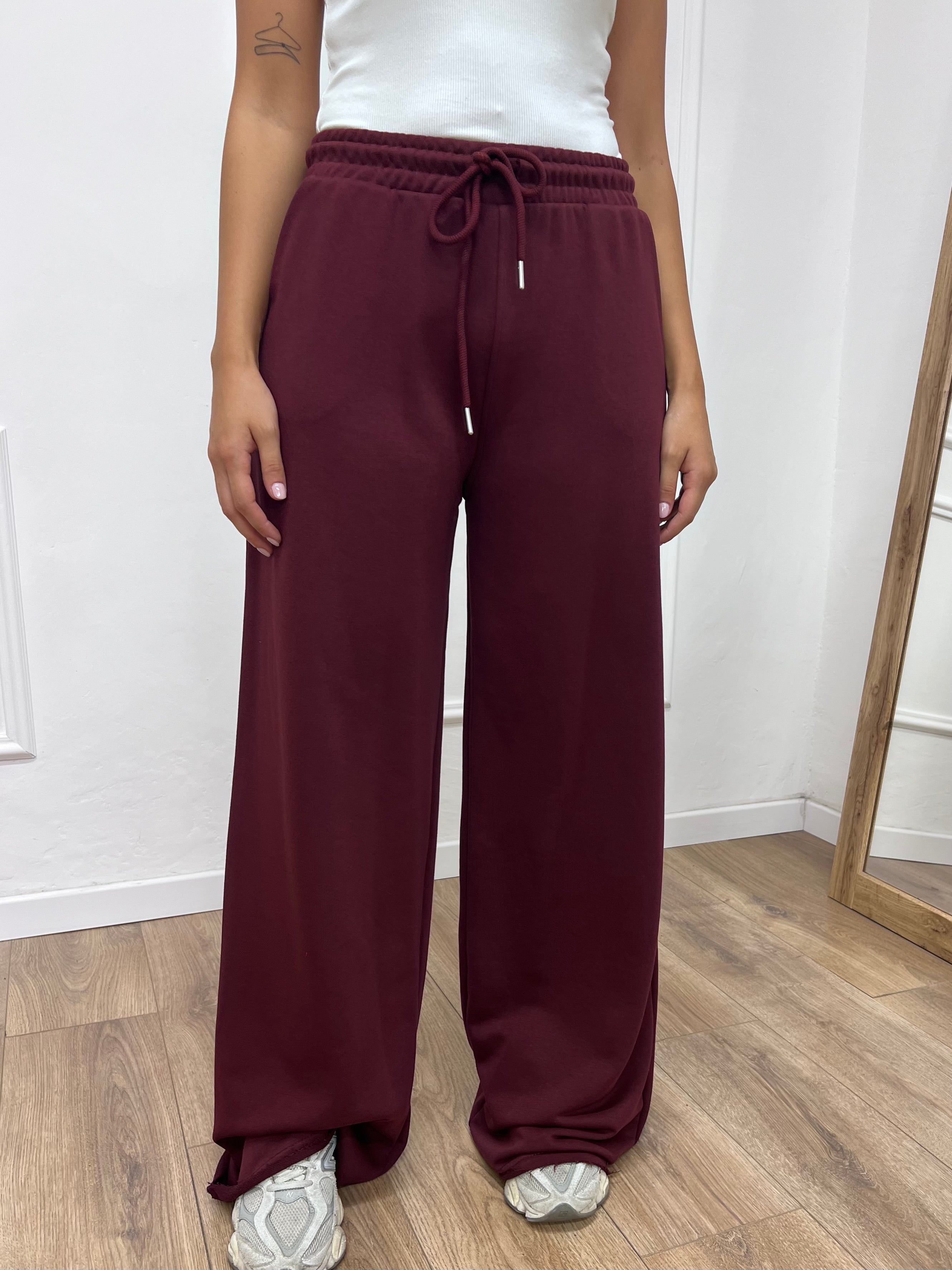PANTALONE FELPA PALAZZO CON LACCIO SARA BAROLO