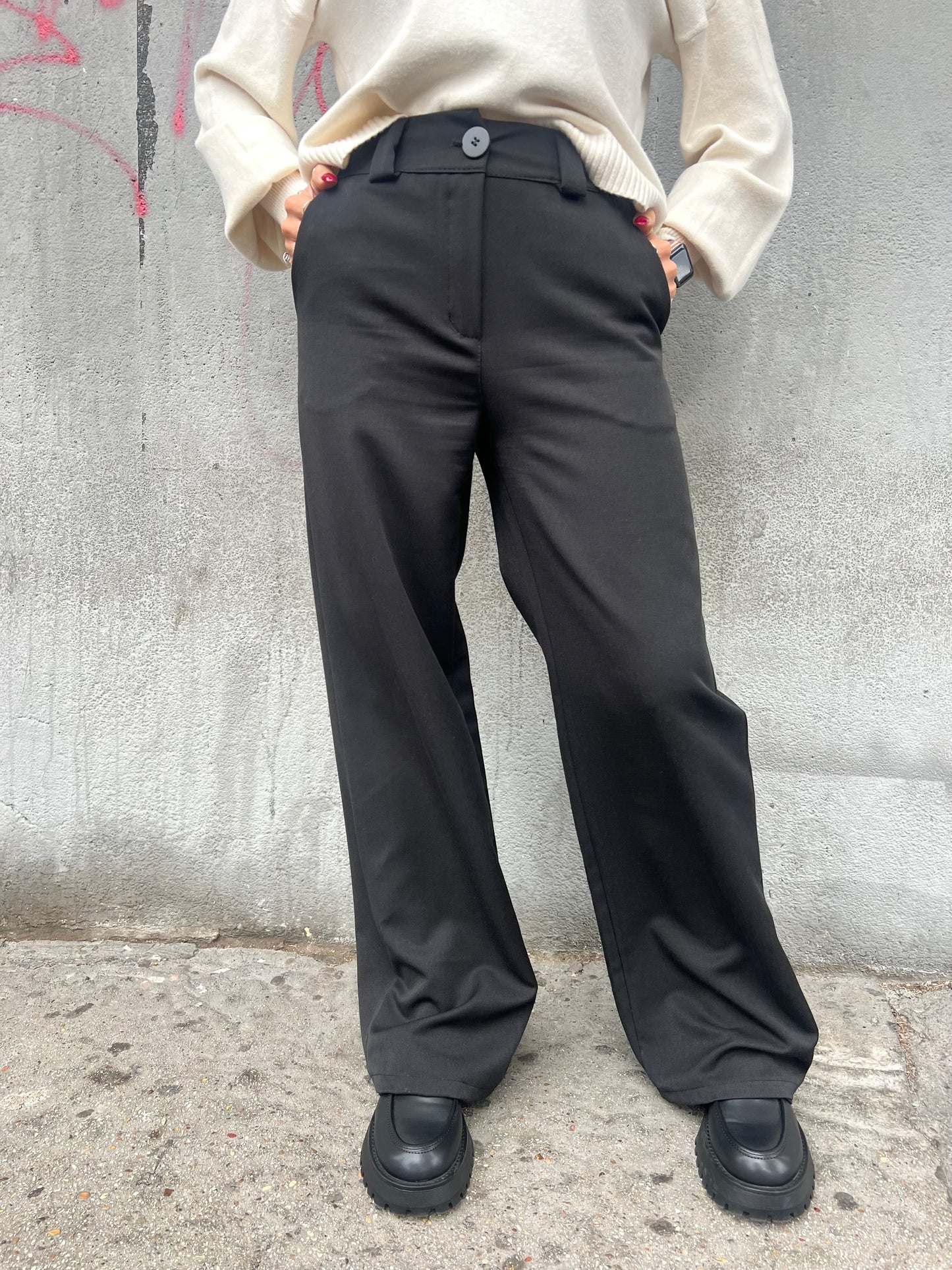 PANTALONE VITA ALTA FULL LENGHT ROMINA NERO