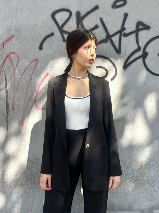 SUSY MIX GIACCA MONOPETTO FLUIDO MIRIAM NERO