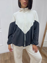 FELPA BOMBER ARRICCIATO CHEVRON LATTE SARA SUSY MIX