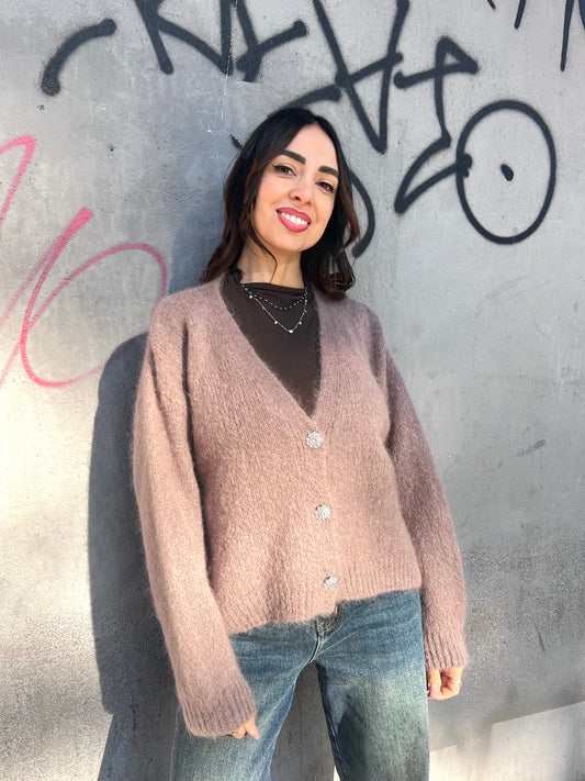 CARDIGAN MOHAIR BOTTONI GIOIELLO AMIRA CACHA