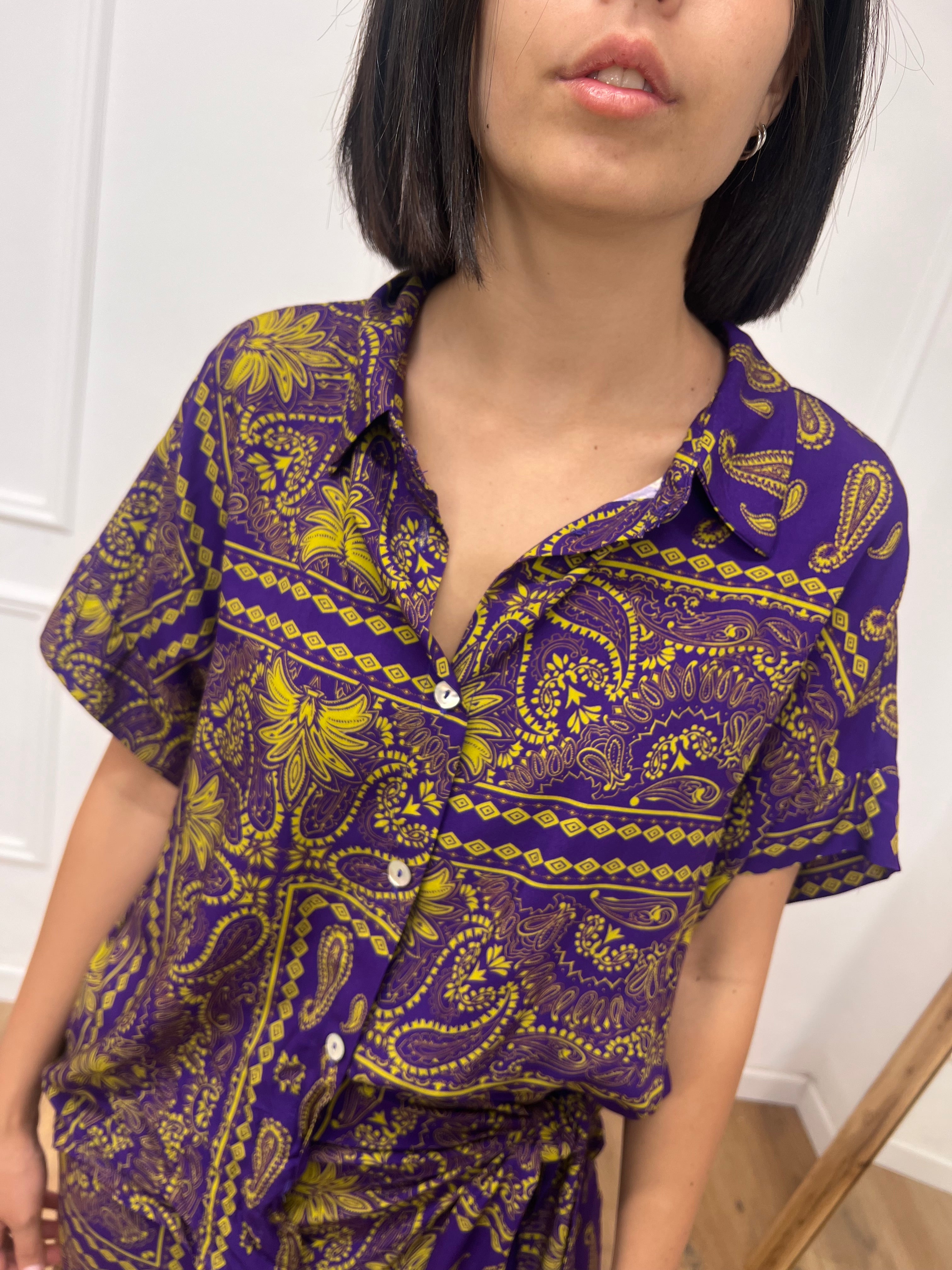 BLUSA BOTTONCINI FANTASIA BANDANA VIOLA SUSY MIX