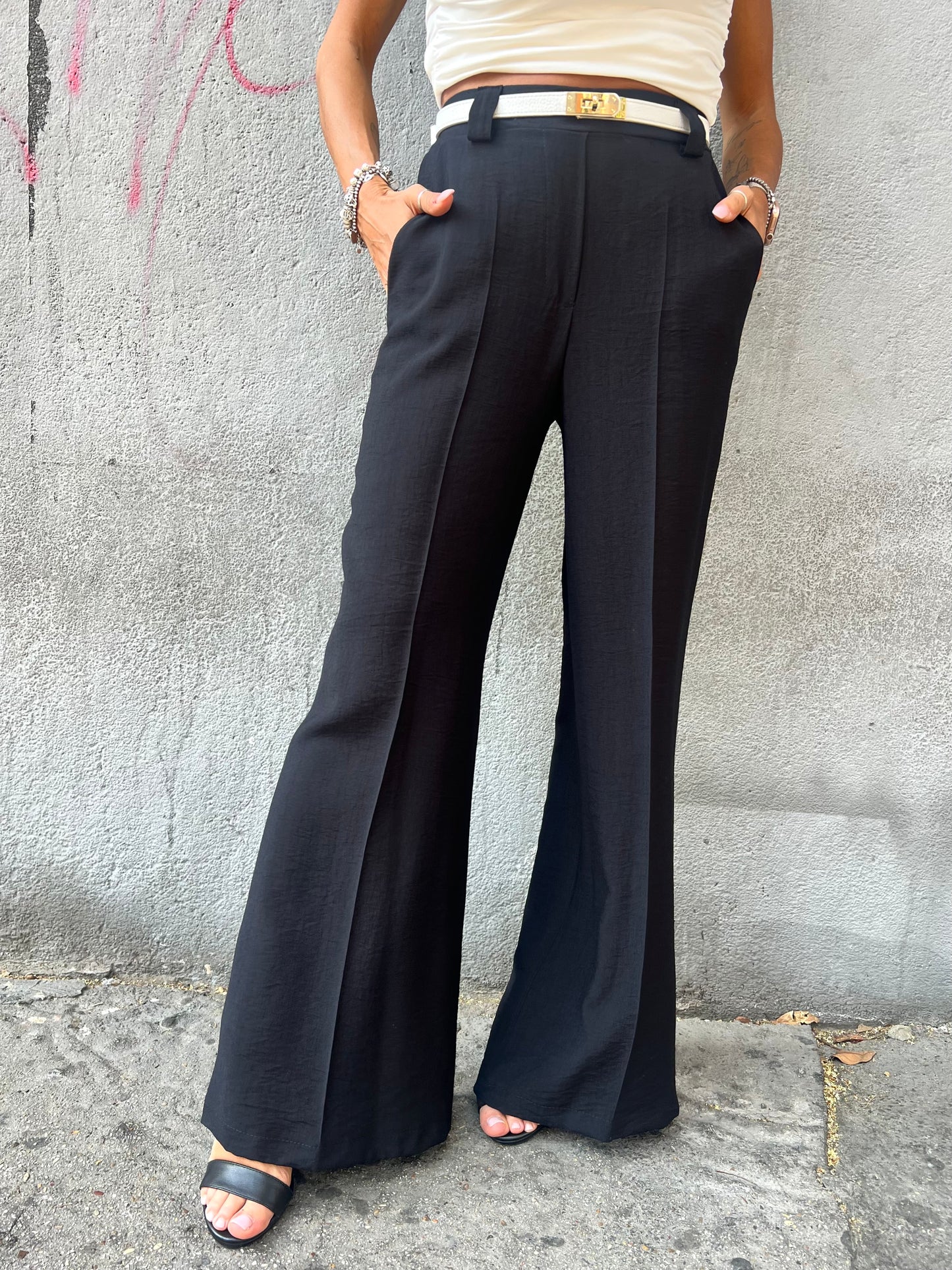 SUSY MIX PANTALONE GAMBA LARGA MILENA NERO