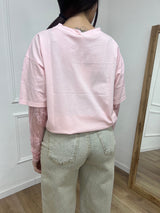 T-SHIRT MANICA PIZZO IOLANDA ROSA