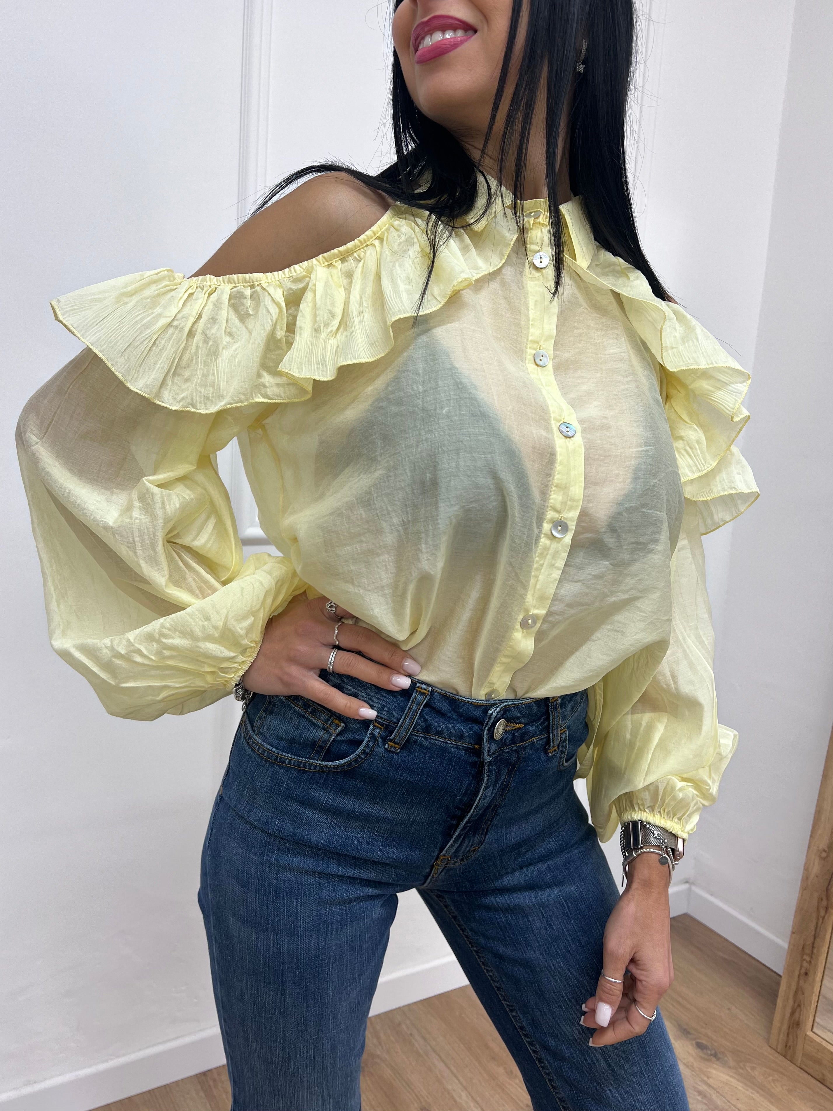 BLUSA CUT OUT ROUCHES ALENA GIALLO SUSY MIX