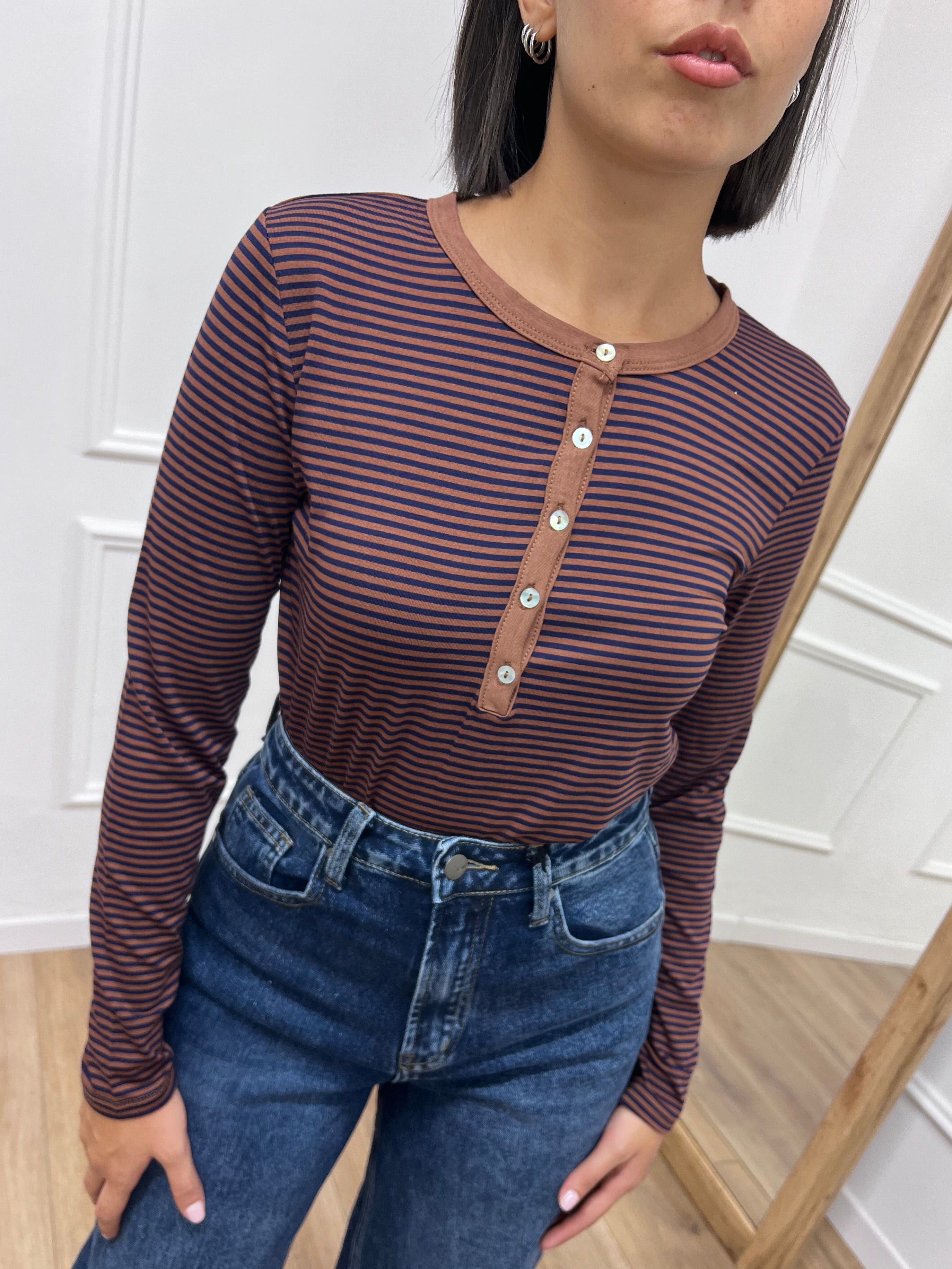 MAGLIA SERAFINO M/LUNGA RIGATA NOEMI TABACCO SUSY MIX