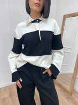 POLO RIGATA M/CAMPANA BOTTONE GIOIELLO NERO SUSY MIX