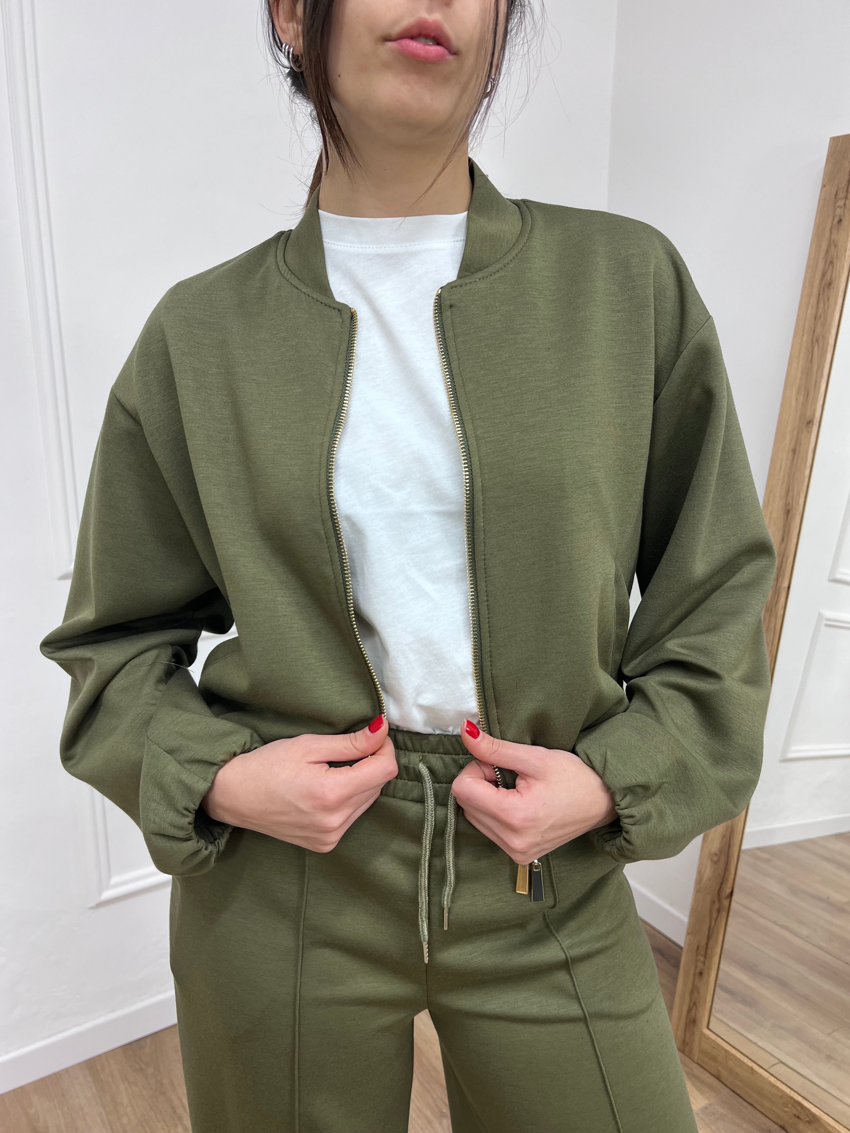 COMPLETO SCUBA FELPA & PANTALONE YLENIA MILITARE SUSY MIX