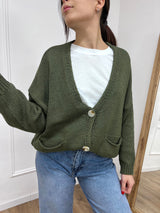 CARDIGAN FILO OVER TASCHE BENEDETTA VERDE SUSY MIX