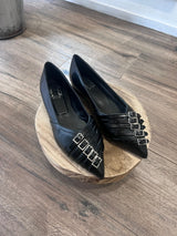 N.6 MILANO BALLERINA FIBBIE IN NAPPA NERO