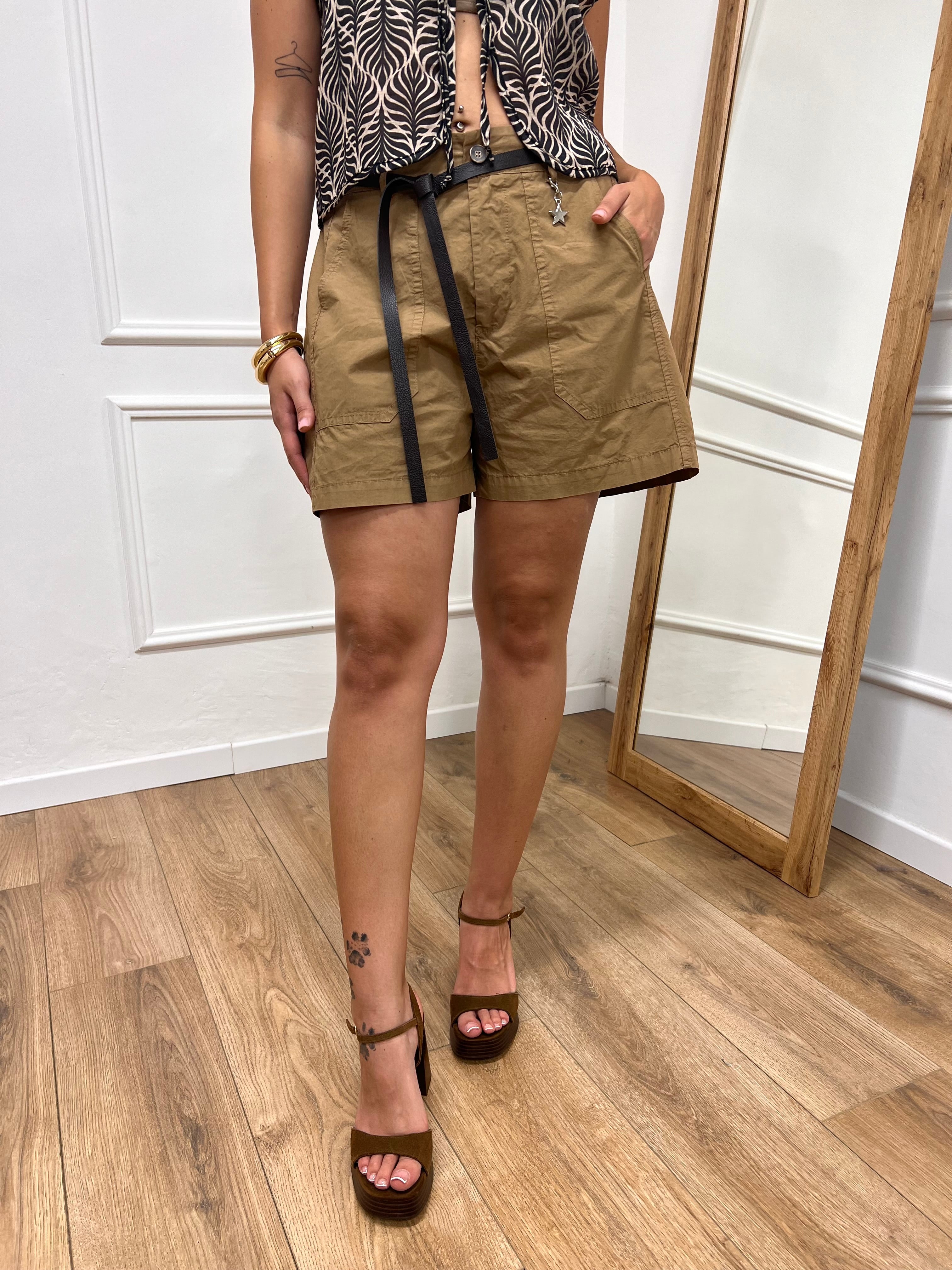 SHORT STELLINA TELA PARACADUTE TABACCO SUSY MIX