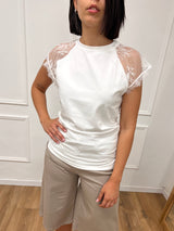 T-SHIRT FIT M/CORTA PIZZO  HELENA BIANCO SUSY MIX