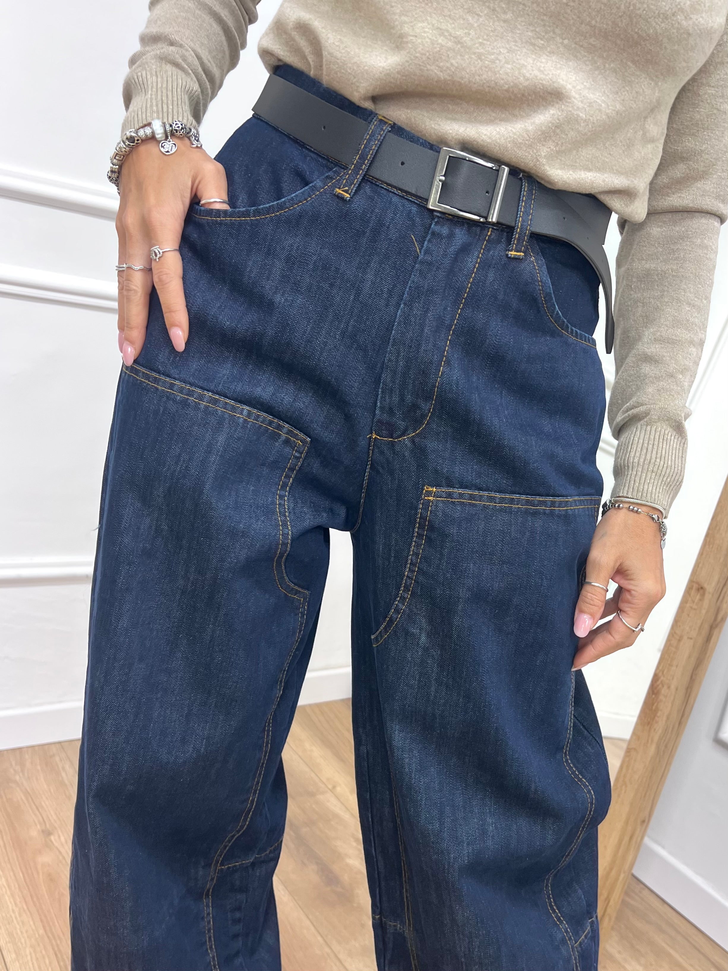 DENIM PALAZZO BARREL TOPPE BLU ZERO SUSY MIX