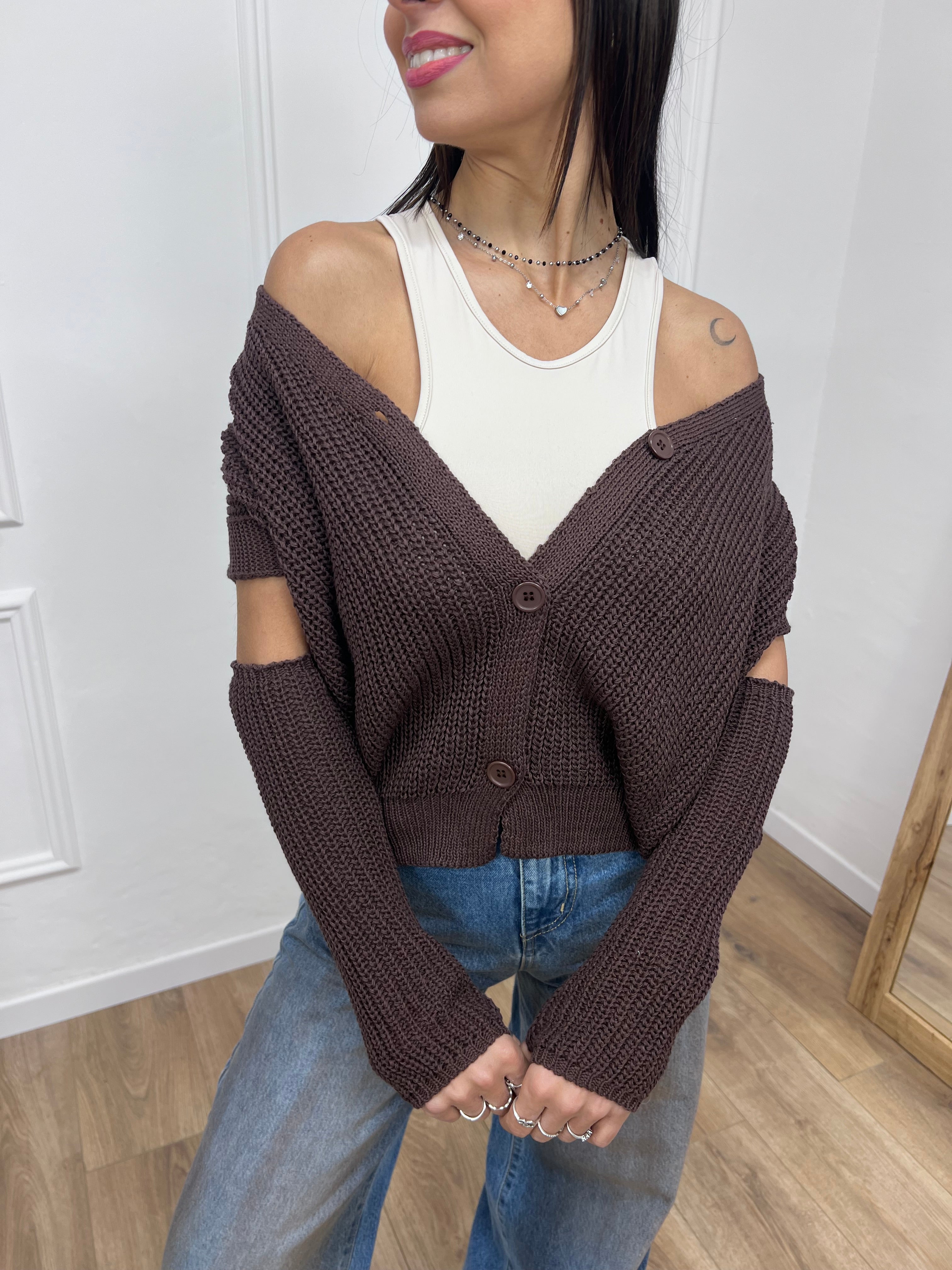GILET FILO BOTTONI MANICOTTI ADELE MORO SUSY MIX