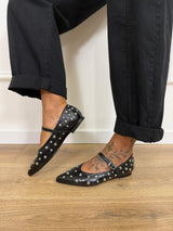 N.6 MILANO BALLERINA BORCHIE IN NAPPA NERO