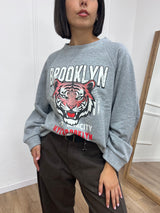 FELPA GIROCOLLO TIGER “BROOKLYN” GRIGIO SUSY MIX