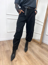 PANTALONE OVETTO CARGO NERO SUSY