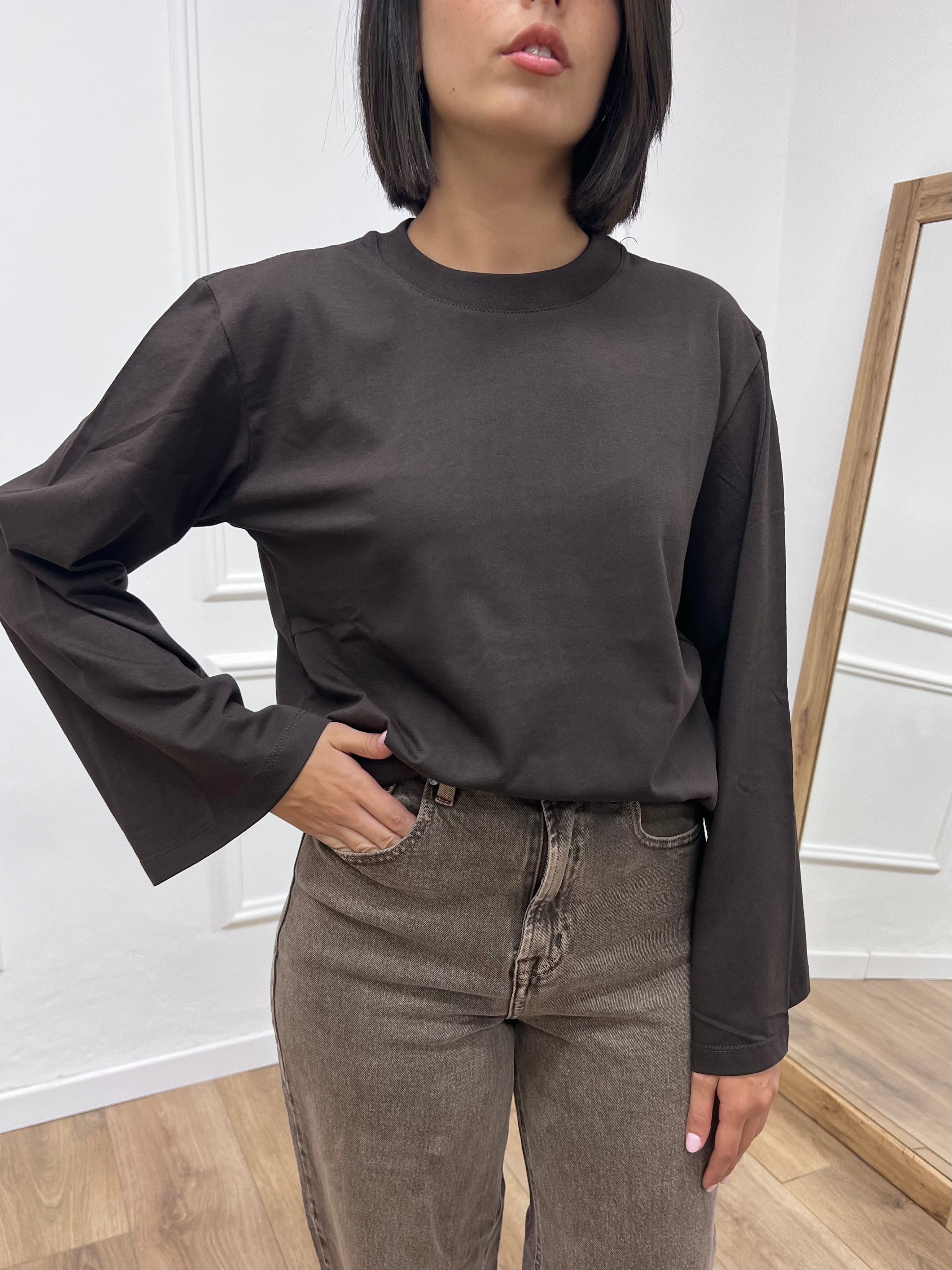 T-SHIRT GIROCOLLO MANICA CAMPANA MORO SUSY MIX