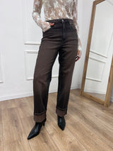 DENIM VITA ALTA CON RISVOLTO WASHED MORO SUSY MIX