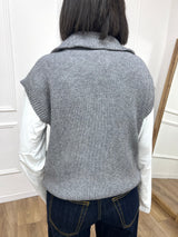 GILET IN MAGLIA A COSTE CON CERNIERA GRIGIO SUSY MIX